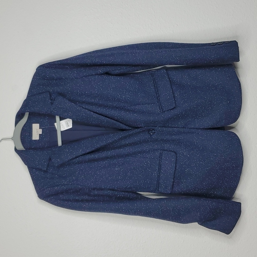 Loft Navy Sparkle Single-Button Blazer